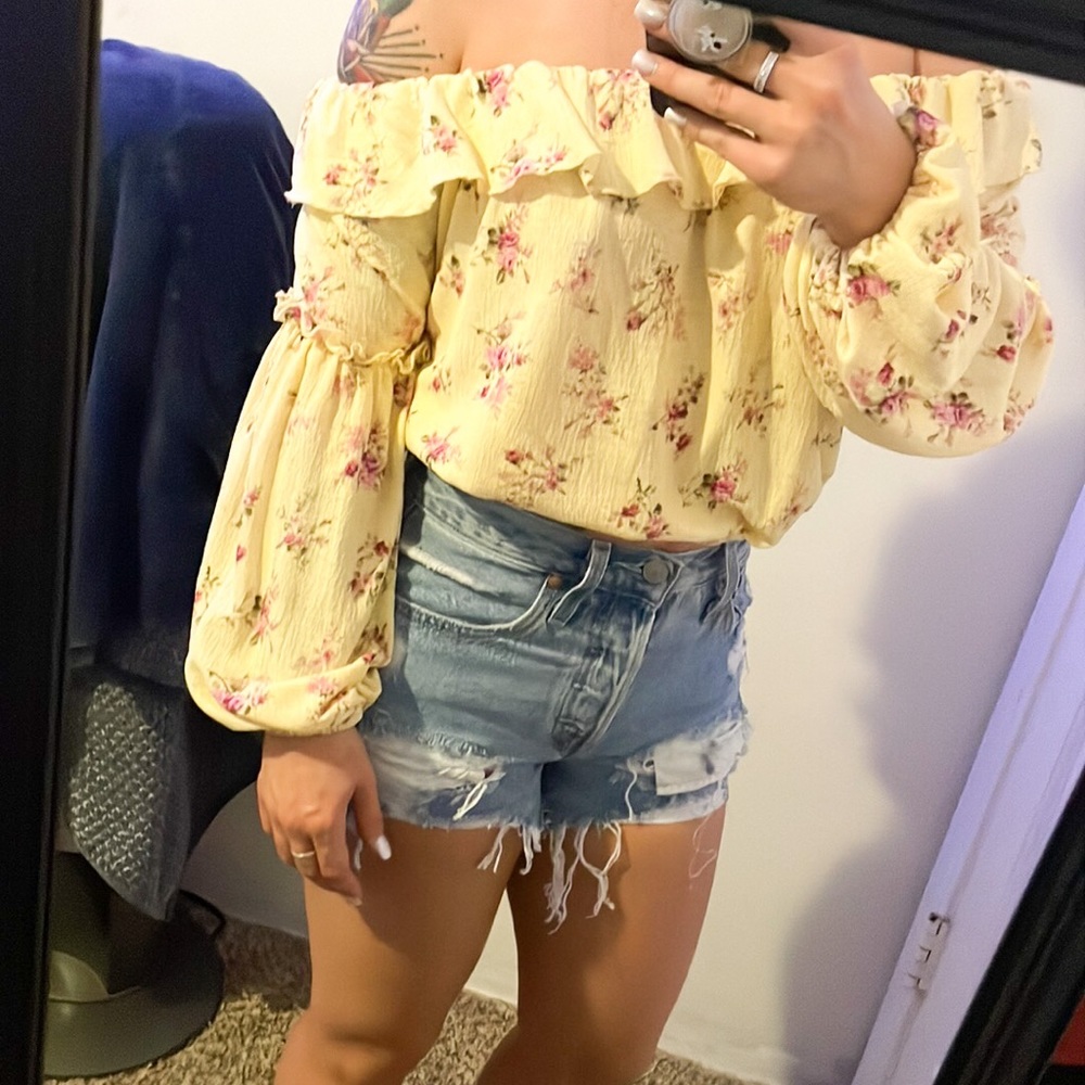 Yellow Off the Shoulder Shirt